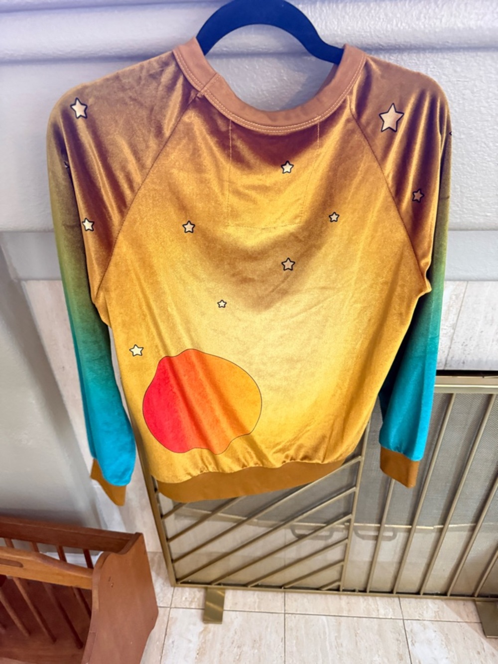 SUPER RARE 💎 Aviator Nation Celestial Galaxy Velour Crew neck Women’s size XS ! - Picture 3 of 5